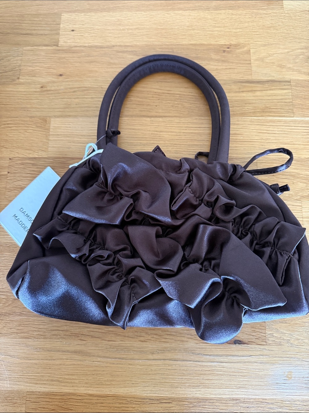 Damson Madder Brown Ruffle Satchel Handbag